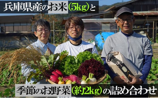 兵庫県産のお米（3kg）と季節のお野菜（約2kg）の詰め合わせ 771242 - 兵庫県佐用町