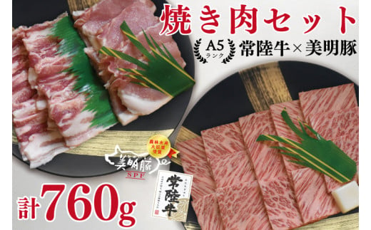 EK-23【常陸牛・美明豚焼肉セット】常陸牛カルビ360ｇ＋美明豚400ｇ（ロース200ｇ・ばら200ｇ） 817254 - 茨城県水戸市