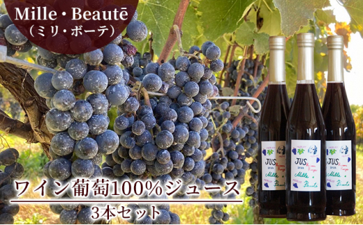 Mille・Beauté (ミリ・ボーテ）ワイン葡萄100％ジュース 赤3本セット [№5915-1110]