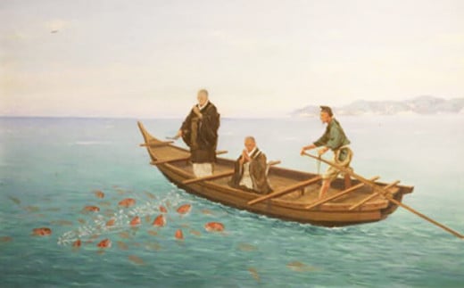 日蓮聖人誕生の際、海面に大小の鯛の群れが集まった「鯛の浦」にちなんで作られた観光土産です。