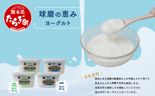 球磨の恵みヨーグルト」 加糖・砂糖 不使用 1000g×各2個 合計4個