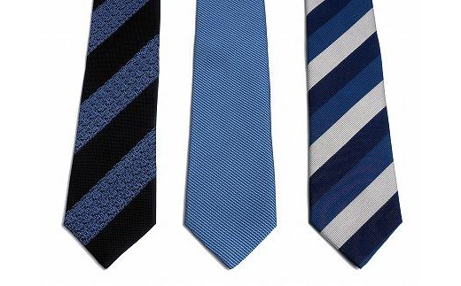 シルク100％で胸元を際立出せる　ブルー系ネクタイ３本セット　TYPE　Ｂ