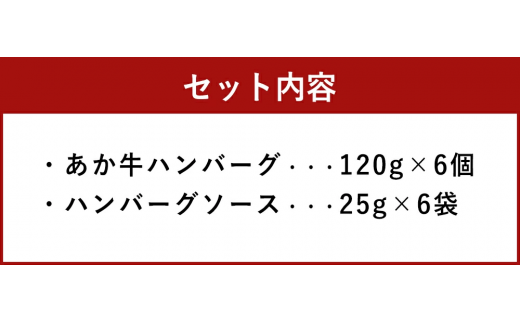 あか牛ハンバーグ 120g×6個 合計720g デミグラスソース付き 肉 お肉 惣菜 おかず