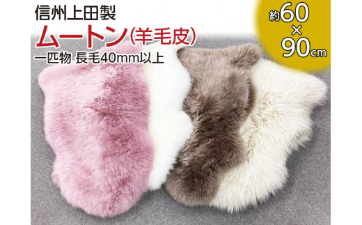信州上田製ムートン（羊毛皮）一匹物　長毛40mm以上　【ブラウン】 [№5312-7013]0517