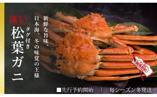 【蒸し】タグ付き松葉ガニ 大2枚 (1枚800～940g 前後) 先行予約受付 ズワイガニ かに 11月上旬～3月上旬発送 TM2 0712 