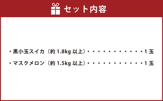 熊本県産 黒小玉スイカ1玉 と マスクメロン1玉 セット