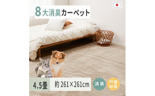 ペットにやさしい 8大消臭・抗菌 カーペット 1枚 4.5帖 ベージュ 約261×261cm 600094745 [3476] 828895 - 大阪府泉大津市