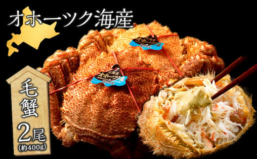 北海道産 毛ガニ約400g×2尾 セット ボイル お取り寄せ 冷凍 おかずおつまみ 《横田水産》