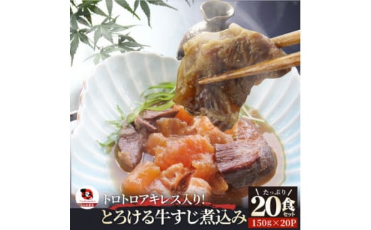 1164-3　とろけるアキレス入り牛すじ煮込み《20食セット》 150g×20パック 湯煎で簡単 1898348 - 香川県三木町