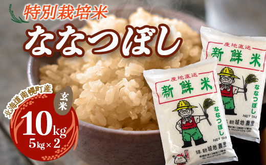 特別栽培米 ななつぼし（玄米）5kg×2袋 令和5年産 2023年10月発送 今摺り米 NP1-249
