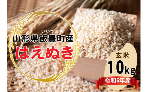 人気のブランド米　はえぬき　玄米10kg（令和5年山形県飯豊町産）