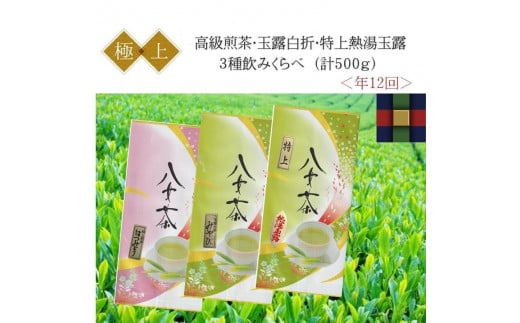 〈高級茶3種〉年12回お届け（毎月月初） 450697 - 福岡県大川市