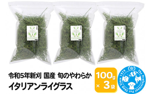 令和5年新刈 国産 旬のやわらかイタリアンライグラス 300g（100g×3袋）無農薬 無添加 小動物のおやつ 株式会社チャーム  charm|株式会社チャーム