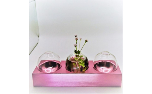 アルミ一輪挿し（三連）ピンク おしゃれ　お花　フラワーベース　花瓶　シンプル　４色展開