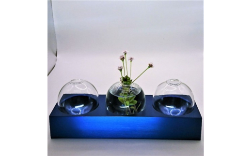 アルミ一輪挿し（三連）ブルー おしゃれ　お花　フラワーベース　花瓶　シンプル　４色展開