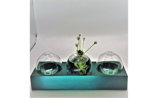 アルミ一輪挿し（三連）グリーン おしゃれ　お花　フラワーベース　花瓶　シンプル　４色展開