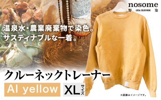 【XL:サイズ】野の色を着る。温泉水・農業廃棄物で染色したクルーネックトレーナー AI yellow 合同会社nosome《90日以内に出荷予定(土日祝除く)》 送料無料 服 ファッション クルーネックトレーナー 染め 染色 ギフト レディース メンズ 北海道 本別町 685648 - 北海道本別町