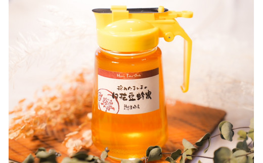 国産蜂蜜】450ｇパッカー容器2本セット（くろがねもち蜂蜜、白花豆蜂蜜