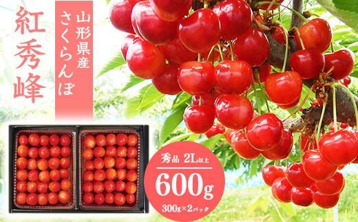 さくらんぼ 「紅秀峰《常温便》」秀品 2Lサイズ以上 600g（300g×2） 置