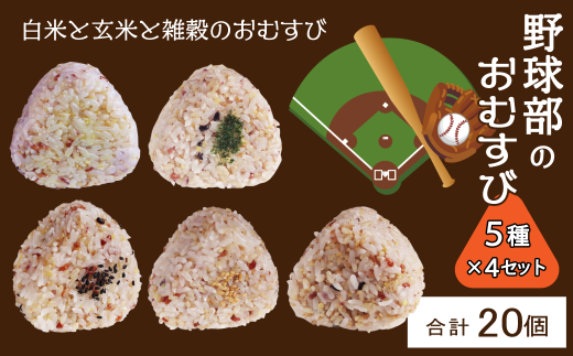 かんこめの玄むす 野球部のおむすび20個（5種類×4個） - 愛媛県
