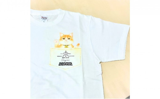 [№5615-7071]0376 猫城主　さんじゅーろ―Tシャツ（ホワイト）L
