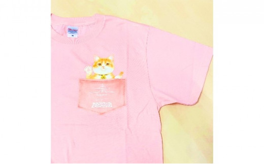 [№5615-7066]0375 猫城主　さんじゅーろ―Tシャツ（ピンク）M