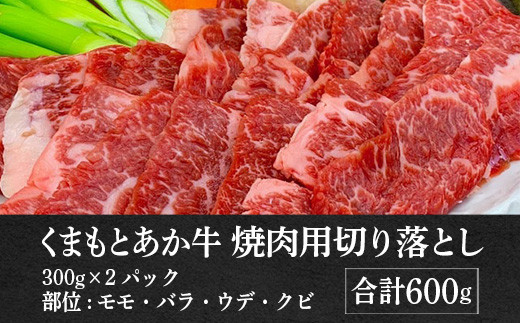 熊本県産 GI認証取得 くまもとあか牛 焼肉用切り落とし 600g 300g×2