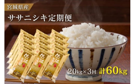 米　定期便　20kg　2か月　3回　宮城県産　ササニシキ　低温製法米　5kg×4袋　計20kg　隔月発送　コメ　お米　 ブランド米|アイリスオーヤマ株式会社（亘理町）