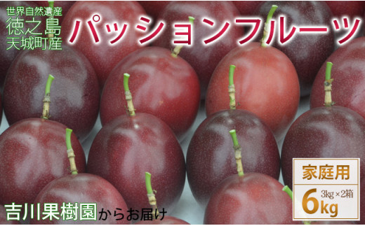 徳之島 天城町 吉川果樹園 パッションフルーツ 家庭用 6kg (3kg×2箱