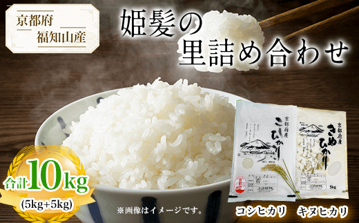 京都府福知山産　姫髪の里詰め合わせ　合計10kg(コシヒカリ5kg+キヌヒカリ5kg)  ふるさと納税 米 こめ 白米 コシヒカリ こしひかり キヌヒカリ 京都府 福知山市 844643 - 京都府福知山市