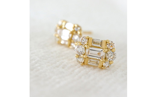 甲府市発 K18イエローゴールド ダイヤモンド ピアス 0.4ct [PS-0127YG