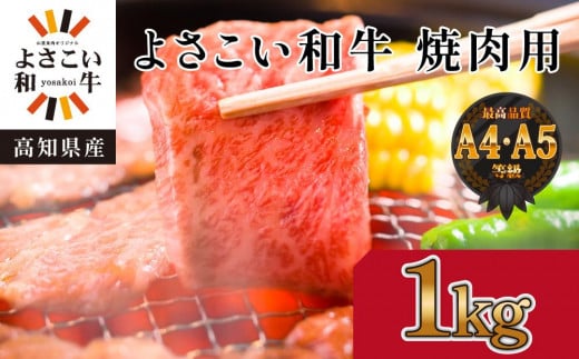 【父の日ギフト】高知県産　よさこい和牛　焼肉用　約1kg 878522 - 高知県高知市