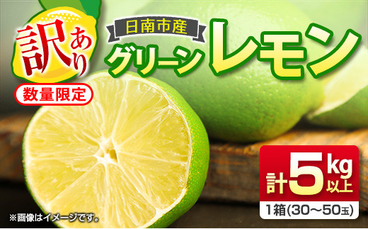 訳あり≪数量限定≫日南市産グリーンレモン(計5kg以上)　フルーツ　果物　柑橘　国産 AA42-23