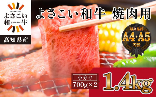 高知県産 よさこい和牛 焼肉用(約1.4kg)[小分け:約700g×2]|山重食肉