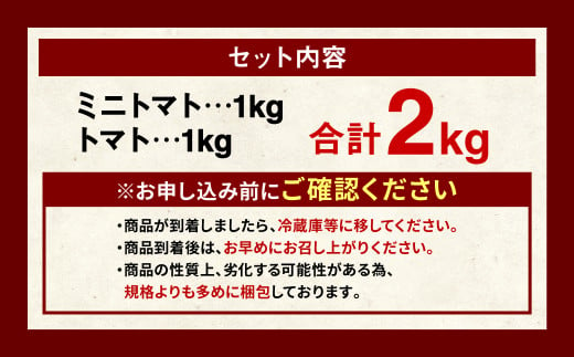 熊本県産 トマト 1kg ＆ ミニトマト 1kg  合計2kg はなまるお ＆ はなまるこ 