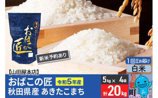 【白米】令和5年産 新米予約 おばこの匠 20kg（5kg×4袋）秋田県産あきたこまち 秋田こまち お米 887469 - 秋田県美郷町