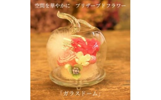 空間を華やかに　プリザーブドフラワー「ガラスドーム」　イエロー＆オレンジ系 [№5312-7149]0574