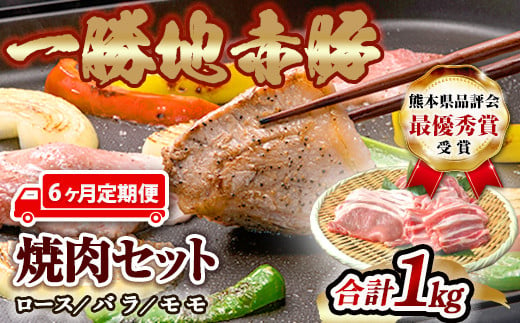 FKP9-460【6ヵ月定期】一勝地赤豚焼肉セット(1kg) 894242 - 熊本県球磨村