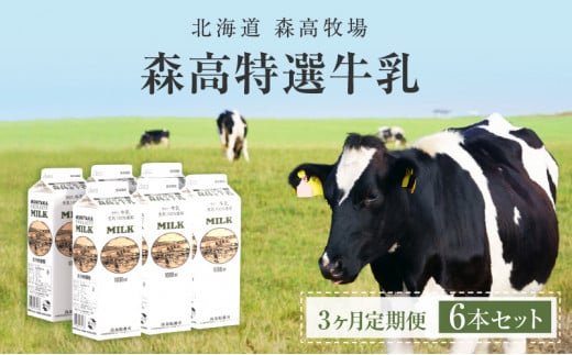 森高特選 牛乳 1L 6本セット 3ヶ月 定期便 (各回6L×3ヶ月,合計18L) 北海道 乳 ミルク[№5863-0382]