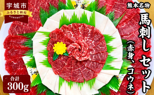 【熊本名物】馬刺し セット (赤身 200g、コウネ(タテガミ) 100g) 計300g 馬肉 ばさし 880635 - 熊本県宇城市