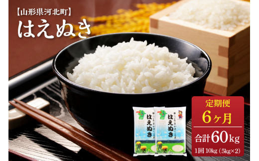 【令和5年産米】※2024年1月下旬スタート※ はえぬき60kg（10kg×6ヶ月）定期便 山形県産【JAさがえ西村山】|さがえ西村山農業協同組合