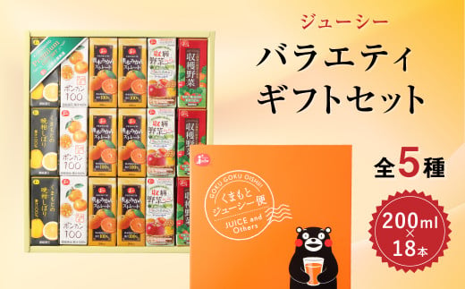 ジューシー バラエティ ギフトセット 200ml×18本 みかん 晩柑 15種類の野菜 ジュース 飲料 948438 - 熊本県熊本市