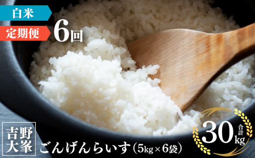 【定期便】奈良のお米のお届け便　5kg×半年分 （6回） 398613 - 奈良県吉野町