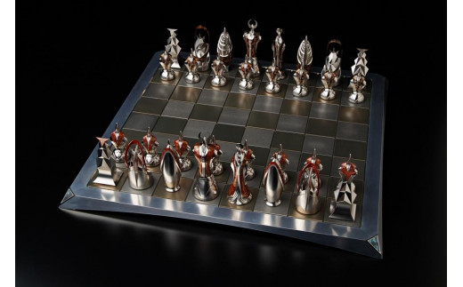 大型 金属製 チェス 黒×銀チェスの駒各種