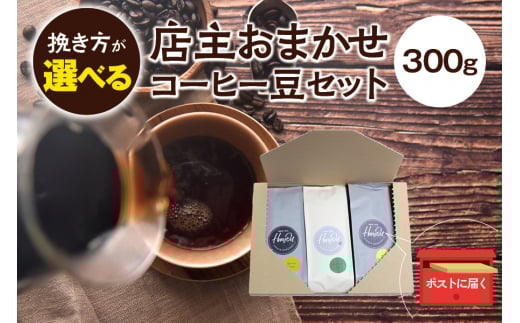 [中挽き]店主おまかせ 挽き立てコーヒー豆3種類セット(100g×3種類)[hgo003-b]