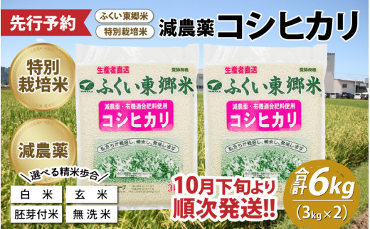 先行予約 新米】令和5年産 ふくい東郷米 特別栽培米 減農薬 コシヒカリ