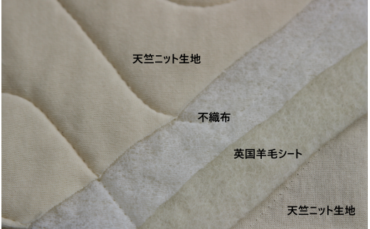 中綿は防縮加工された英国羊毛シート綿で肌沿い性が良いです。
