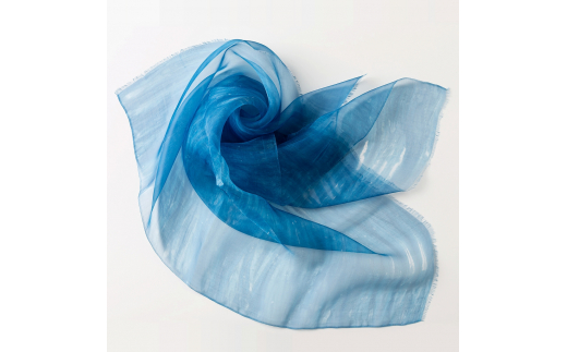 藍染スカーフ 絹・オーガンジーむらくも