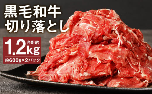 黒毛和牛 切り落とし 約1.2kg 600g×2パック 牛肉  990270 - 熊本県菊池市