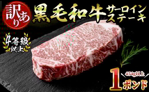 【訳あり 生産者応援企画】【数量限定】九州産黒毛和牛1ポンドサーロインステーキ(4等級以上・計454g以上) a6-024 929534 - 鹿児島県志布志市